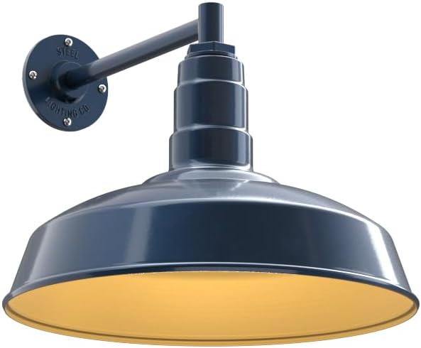 11" Straight Arm Barn Light Outdoor | Farmhouse | Modern Gray/Brass