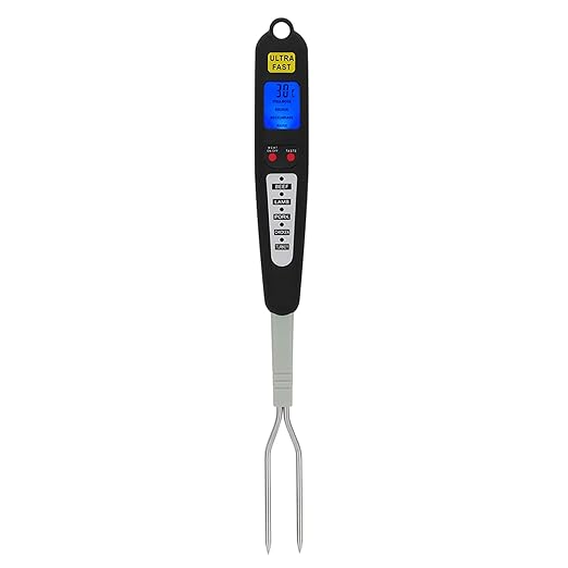 Digital Meat Thermometer with Dual Probes for Grilling, Read Food Thermometer for Cooking, BBQ, Smoker, Kitchen Gadgets, Backlit LCD Display