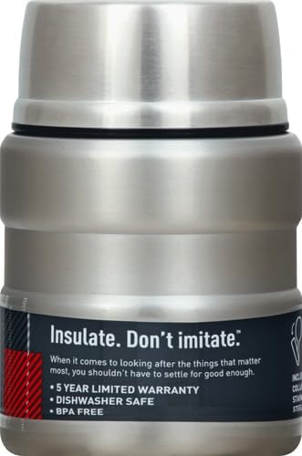 THERMOS Stainless King Vacuum-Insulated Food Jar with Spoon,16 Ounce,Matte Stainless Steel,(Pack of 4)