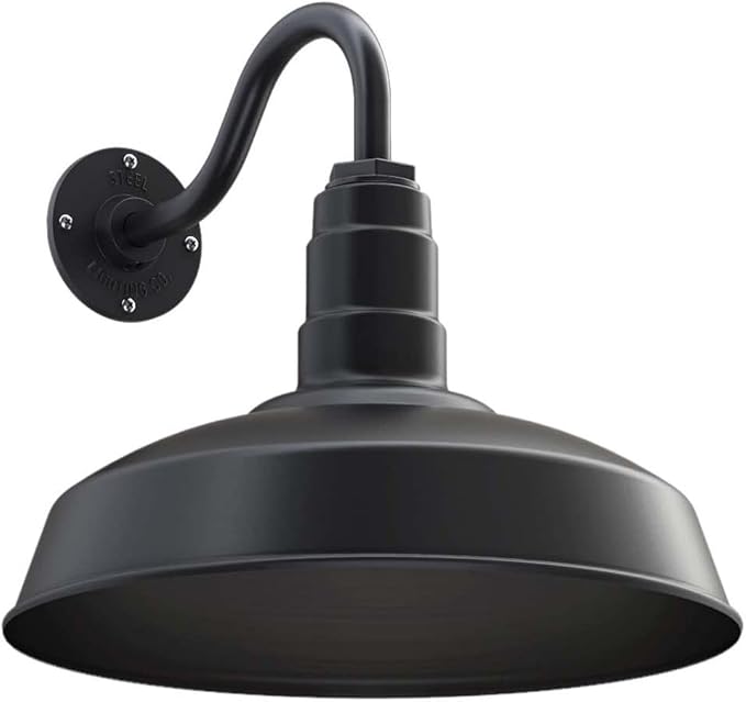 11" Straight Arm Barn Light Outdoor | Farmhouse | Modern Gray/Brass