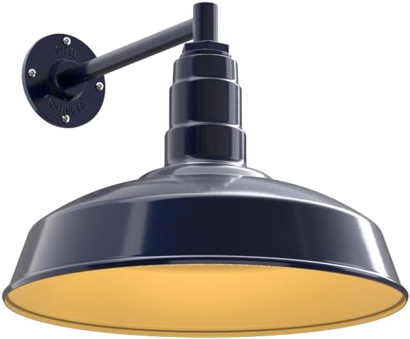 11" Straight Arm Barn Light Outdoor | Farmhouse | Modern Gray/Brass