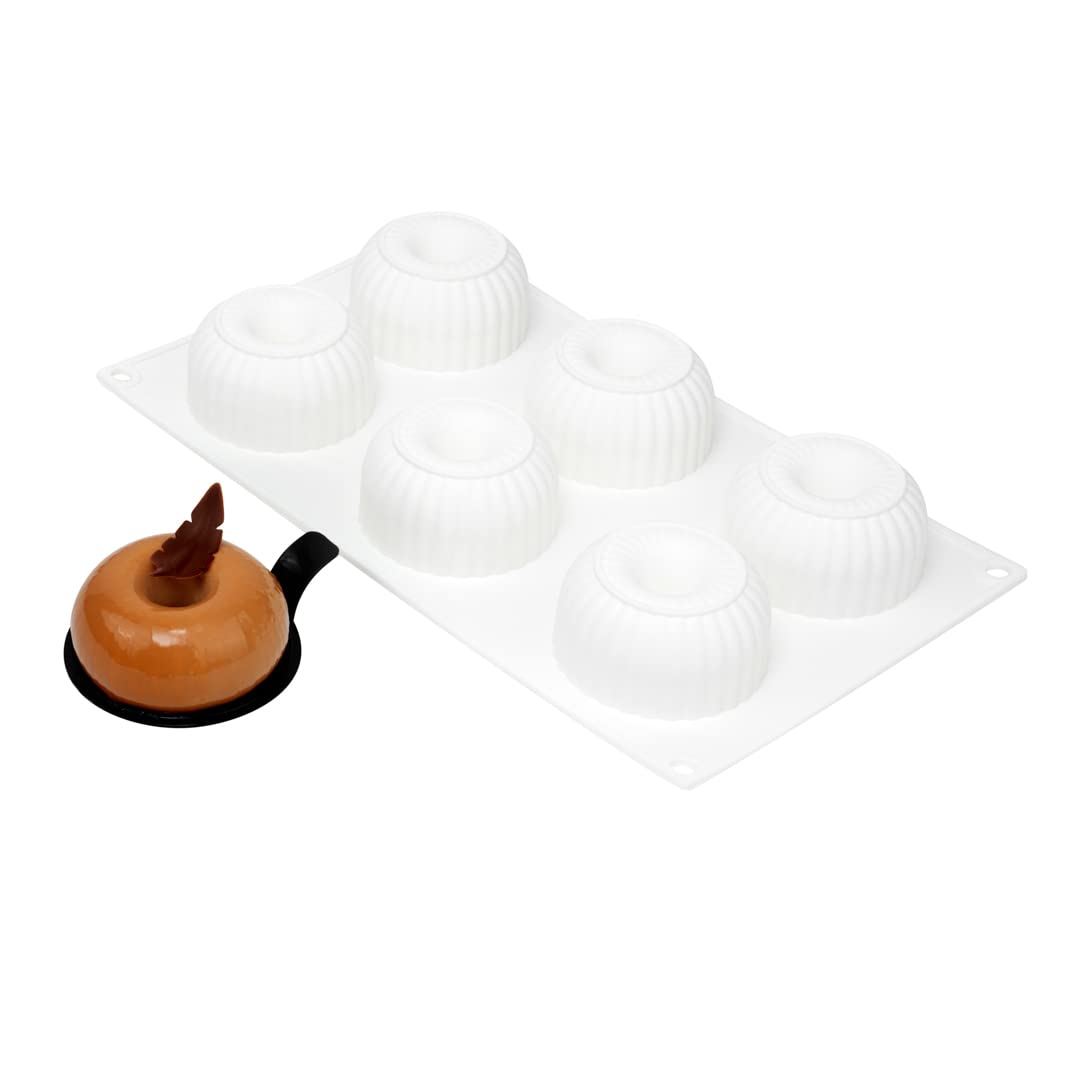 Restaurantware-Pastry Tek 6 Cavities Spiral Silicone Mold, 1 Oven-Ready Spiral Mold - Flexible, Freezable, White Silicone Spiral Jello Mold, Easy Release, For Baking