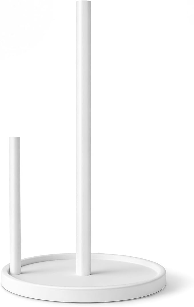 Paper Towel Holder Countertop, White Kitchen Paper Towels Holder, Paper Roll Holder with Weighted Base
