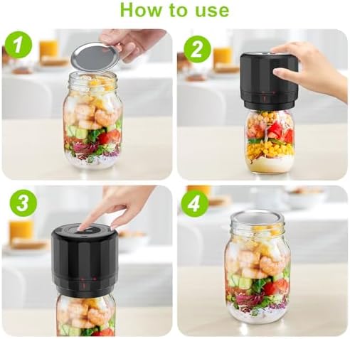M11 Electric Mason Jar Vacuum Sealer Kit - with Wide and Regular Mouth Mason Lids, Jar Vacuum Sealer for Canning Jars, Vacuum Sealing Machine for Food Storage Black
