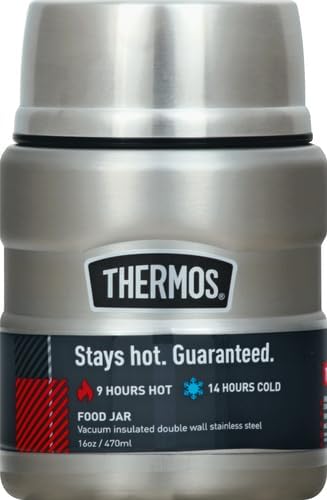THERMOS Stainless King Vacuum-Insulated Food Jar with Spoon,16 Ounce,Matte Stainless Steel,(Pack of 4)