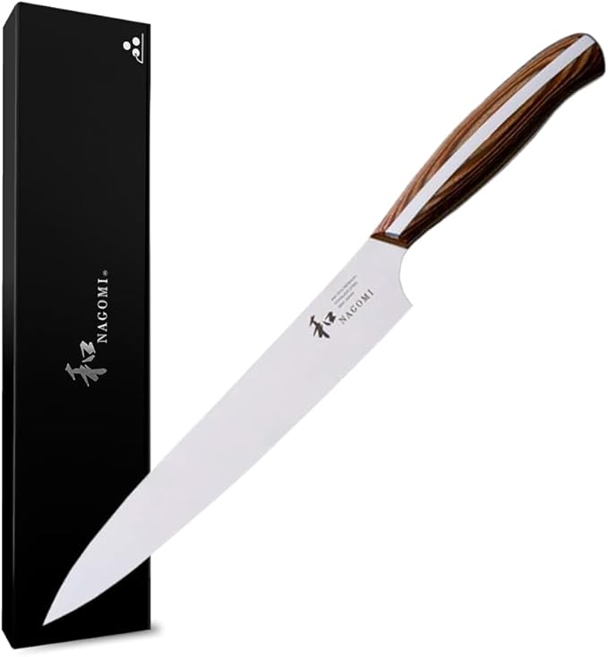 [NAGOMI] 8 inch Serrated Bread Knife, Stainless Steel HRC58 Ultra-sharp Serrated Blade Bread Knife For Homemade Bread | Black Stylish Gift Box