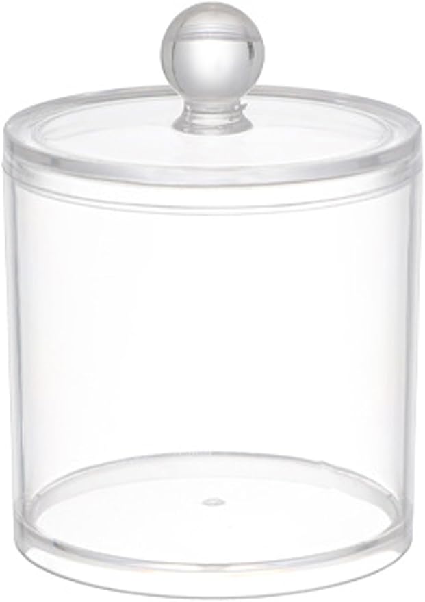 1 Pack Acrylic Qtip Holder Dispenser,Canisters Apothecary Jar Set, Vanity Makeup Storage Organizer Set, 12 oz