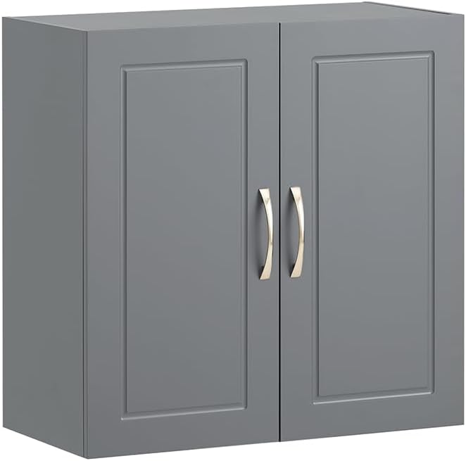 Haotian Wall Cabinet Laundry Room, Wall Storage Cabinet Kitchen Bathroom Garage, Medicine Cabinet with Shelf, Grey FRG231-DG