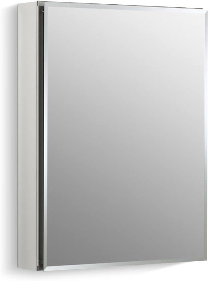 Kohler CB-CLC2026FS Frameless Bathroom Mirror Medicine Cabinet, Single Door, Rectangular Beveled Edge Frame, Bathroom Cabinet Mirror, Adjustable Shelves, 20 in. W x 26 in. H