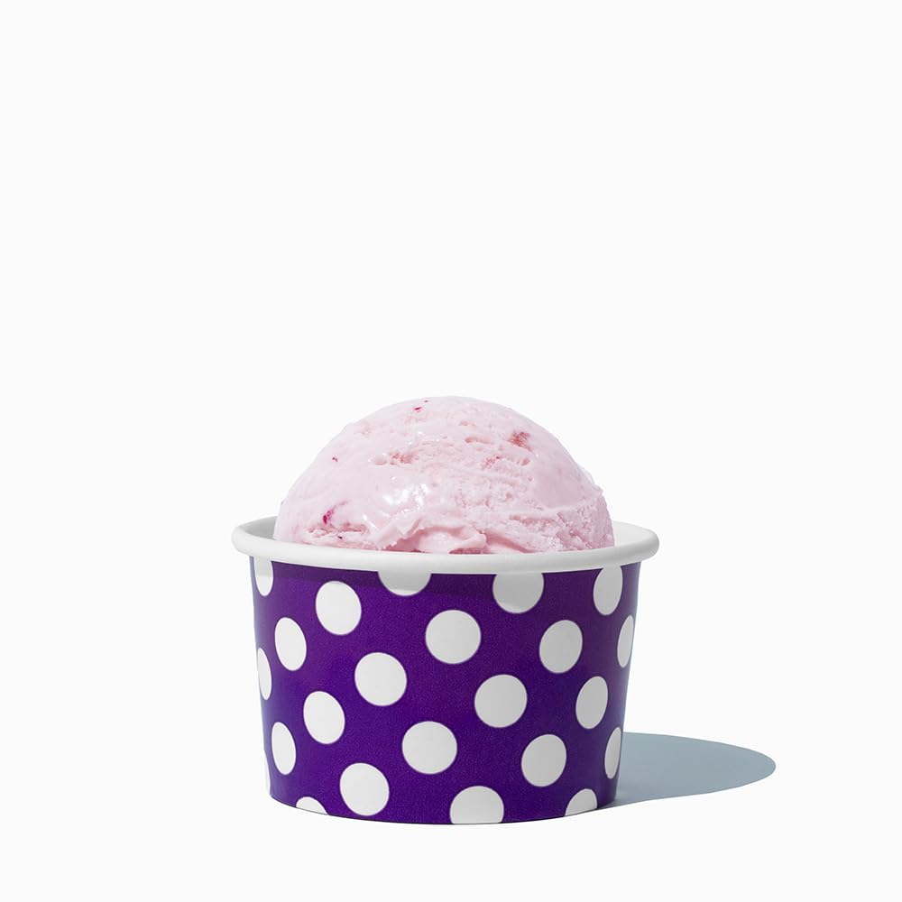 UNIQ 4 oz 1000 Pack Rainbow Polka Dot Ice Cream Cups | Disposable Leak Resistant Paper Dessert Cups for Ice Cream, Frozen Yogurt & Gelato | Small Food Serving Cups for Parties, Catering & Business