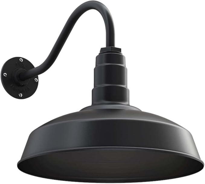 11" Straight Arm Barn Light Outdoor | Farmhouse | Modern Gray/Brass