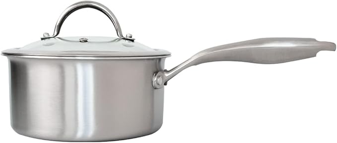 1.5 Quart Stainless Steel Saucepan with Steamer Basket, 18/10 Tri-ply Construction, Versatile Sauce Pan with glass Lid - Perfect for Cooking Gravies. Pasta, Vegetable and More