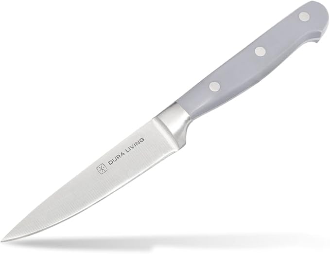 DURA LIVING 7-Inch Santoku Knife - Razor-Sharp High-Carbon Stainless Steel Blade, Forged Ergonomic Riveted Handle, Chef Knife for Chopping, Slicing & Dicing, Multipurpose Kitchen Knife, Home Chef