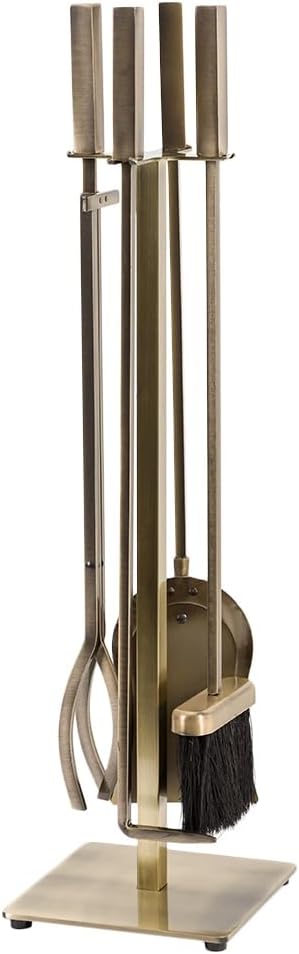 Modern Ember Harriet 5 Piece Fireplace Tool Set in Black | Includes Brush, Shovel, Fire Poker, Tongs, and Stand | Heavy-Duty Steel | Heat-Resistant Powder Coating Finish