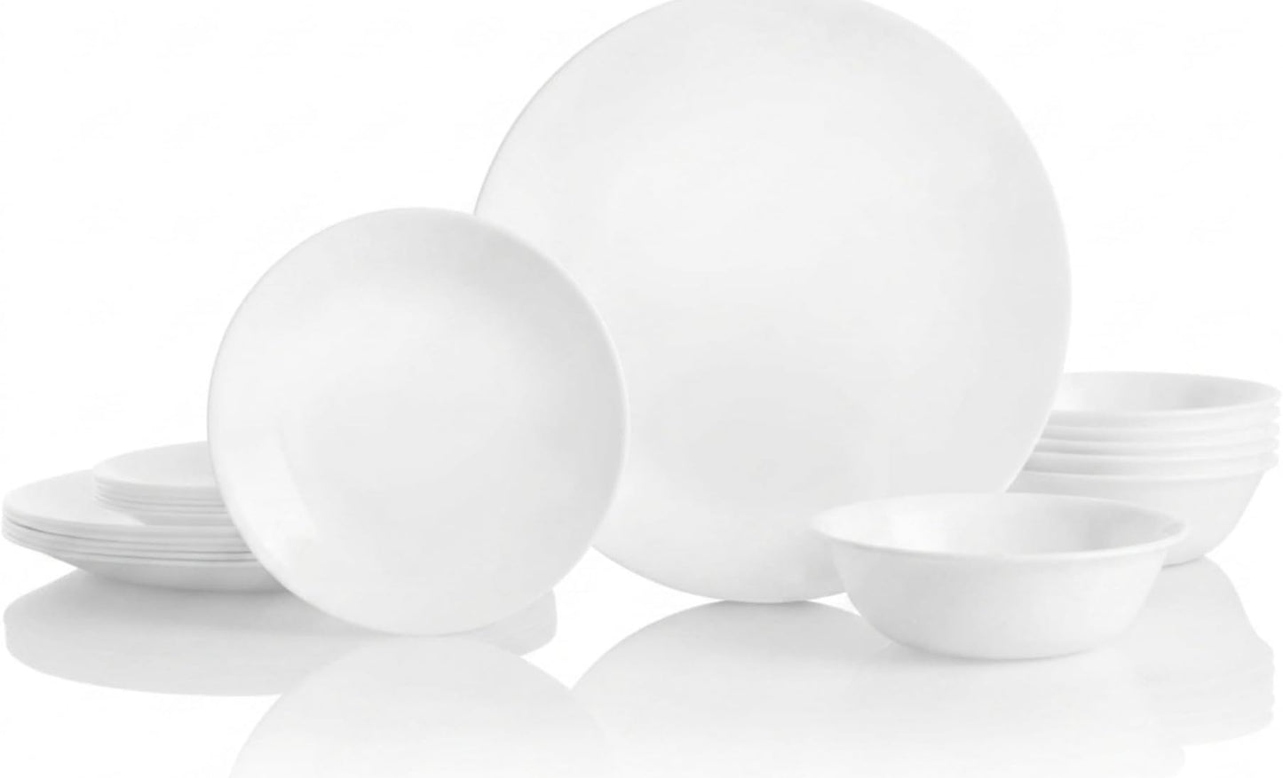Corelle Vitrelle 18-Piece Service for 6 Dinnerware Set Triple Layer Glass and Chip Resistant, Lightweight Round Plates and Bowls Set, City Block