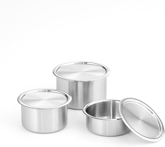 EVERSTEN CaKE 3PCS Stainless Steel Food Storage Containers Set With Lids Canister Kitchen Appliances Dishwasher Safe Premium South Korea