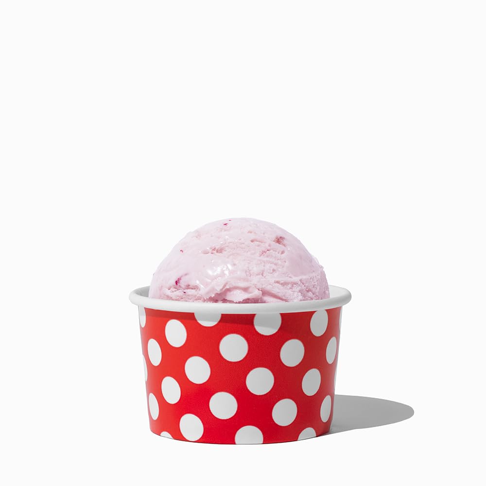 UNIQ 4 oz 1000 Pack Rainbow Polka Dot Ice Cream Cups | Disposable Leak Resistant Paper Dessert Cups for Ice Cream, Frozen Yogurt & Gelato | Small Food Serving Cups for Parties, Catering & Business
