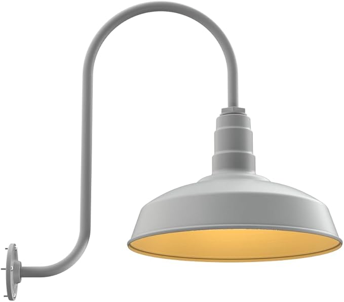 11" Straight Arm Barn Light Outdoor | Farmhouse | Modern Gray/Brass