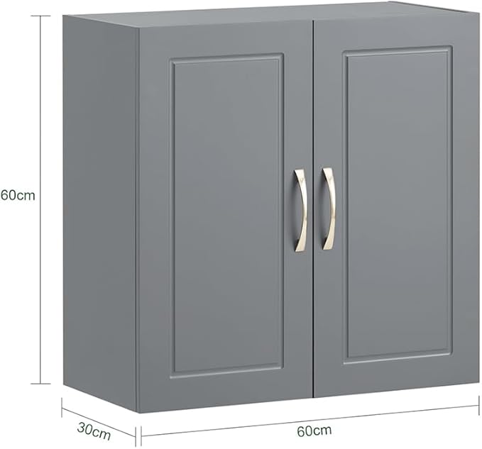 Haotian Wall Cabinet Laundry Room, Wall Storage Cabinet Kitchen Bathroom Garage, Medicine Cabinet with Shelf, Grey FRG231-DG