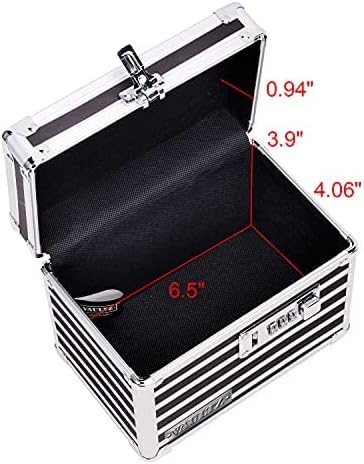 Vaultz Medicine Storage Box w/Combination Lock - 4 x 6 x 4 Inches Cabinet Safe, Black & White Stripes