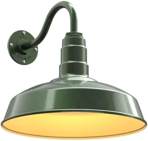 11" Straight Arm Barn Light Outdoor | Farmhouse | Modern Gray/Brass