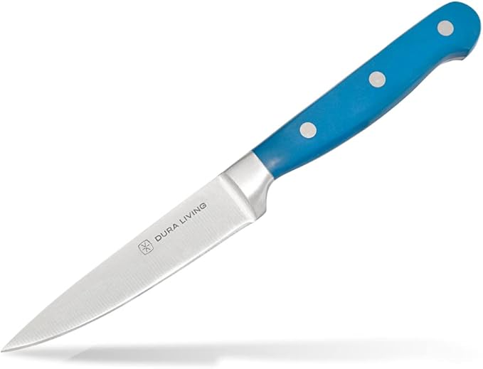 DURA LIVING 7-Inch Santoku Knife - Razor-Sharp High-Carbon Stainless Steel Blade, Forged Ergonomic Riveted Handle, Chef Knife for Chopping, Slicing & Dicing, Multipurpose Kitchen Knife, Home Chef