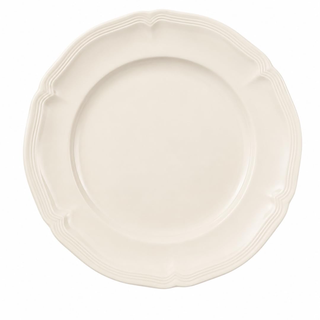 Villeroy & Boch Manoir Collection Pasta Bowl/Soup Plate, Premium Porcelain, Made in Germany, Dishwasher and Microwave Safe, Wide Rim, 9 in Diameter, 10 oz Capacity, Rich, Creamy White