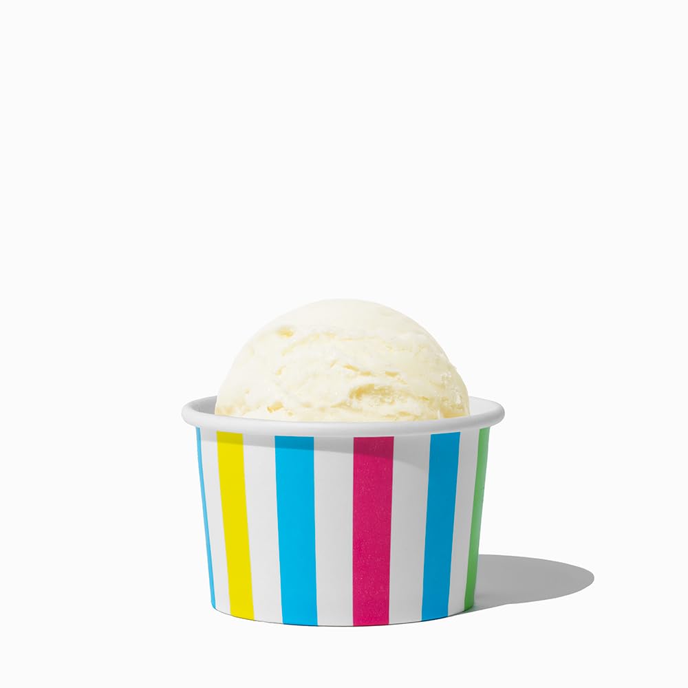UNIQ 4 oz 1000 Pack Rainbow Polka Dot Ice Cream Cups | Disposable Leak Resistant Paper Dessert Cups for Ice Cream, Frozen Yogurt & Gelato | Small Food Serving Cups for Parties, Catering & Business