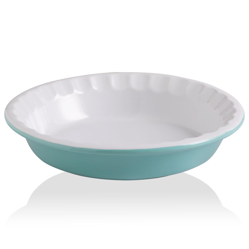 Sweejar Ceramic 11.5 Inches Pie Pan for Baking, Deep and Fluted Porcelain Round Pie Dish, Non-Stick Pie Plate for Pumpkin Pie, Apple Pie, Pie Pots with Morden Farmhouse Design(Beige)