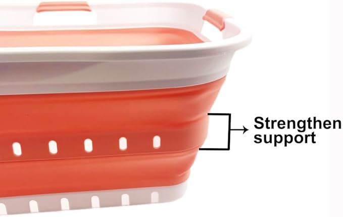 SAMMART 42L (11 gallon) Collapsible Plastic Laundry Basket - Foldable Pop Up Storage Container/Organizer - Space Saving Hamper/Basket (1, White/Quartz Pink)