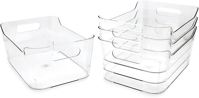 Isaac Jacobs 2-Pack Large Clear Storage Bins (13.5” x 10” x 6”) w/Handles