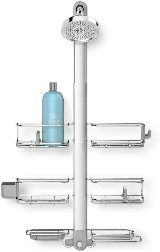 simplehuman Adjustable and Extendable Shower Caddy XL, Stainless Steel and Anodized Aluminum