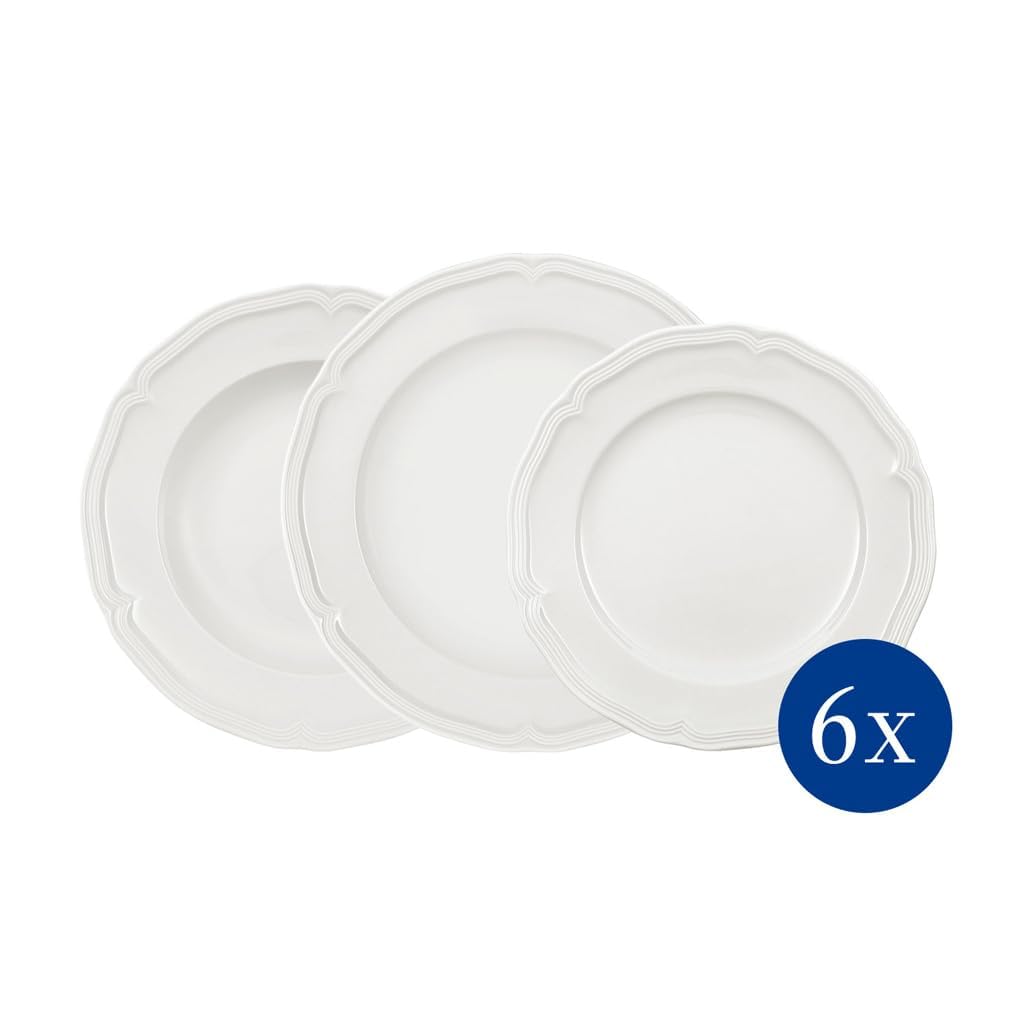 Villeroy & Boch Manoir 18 Piece Dinnerware Set, Creamy White