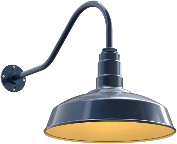 11" Straight Arm Barn Light Outdoor | Farmhouse | Modern Gray/Brass