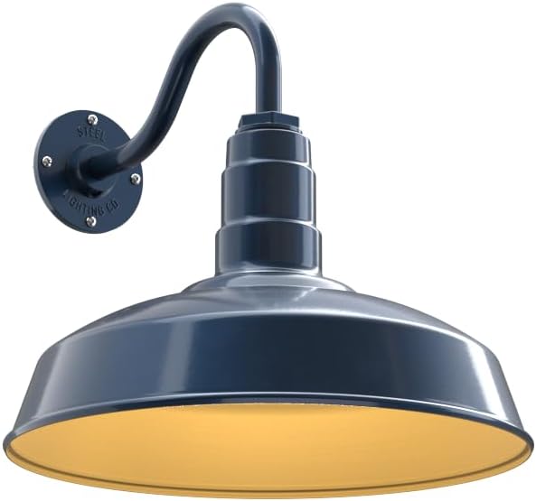 11" Straight Arm Barn Light Outdoor | Farmhouse | Modern Gray/Brass