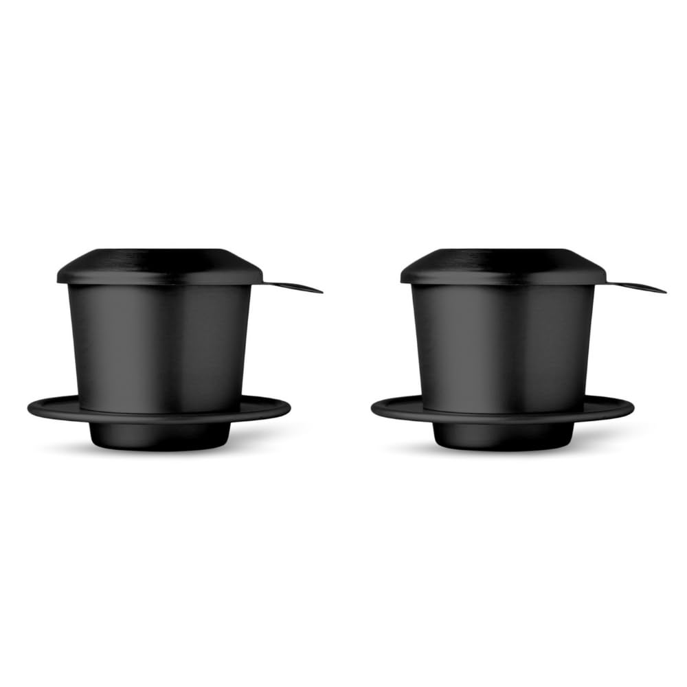 Birdee Phin Coffee Filter Set – Pack of 2, 6 oz Aluminum Black Vietnamese Coffee Maker