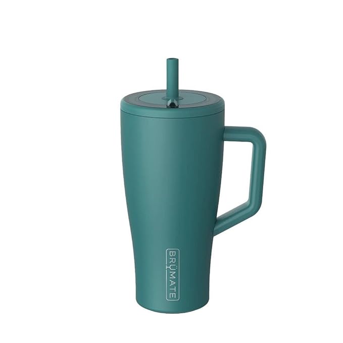 BrüMate Era 30 oz Tumbler with Handle and Straw | 100% Leakproof Insulated Water Bottle Tumbler with Lid and Flexible SoftSip Straw | Made of Stainless Steel | Cup Holder Friendly | 30oz (Juniper)