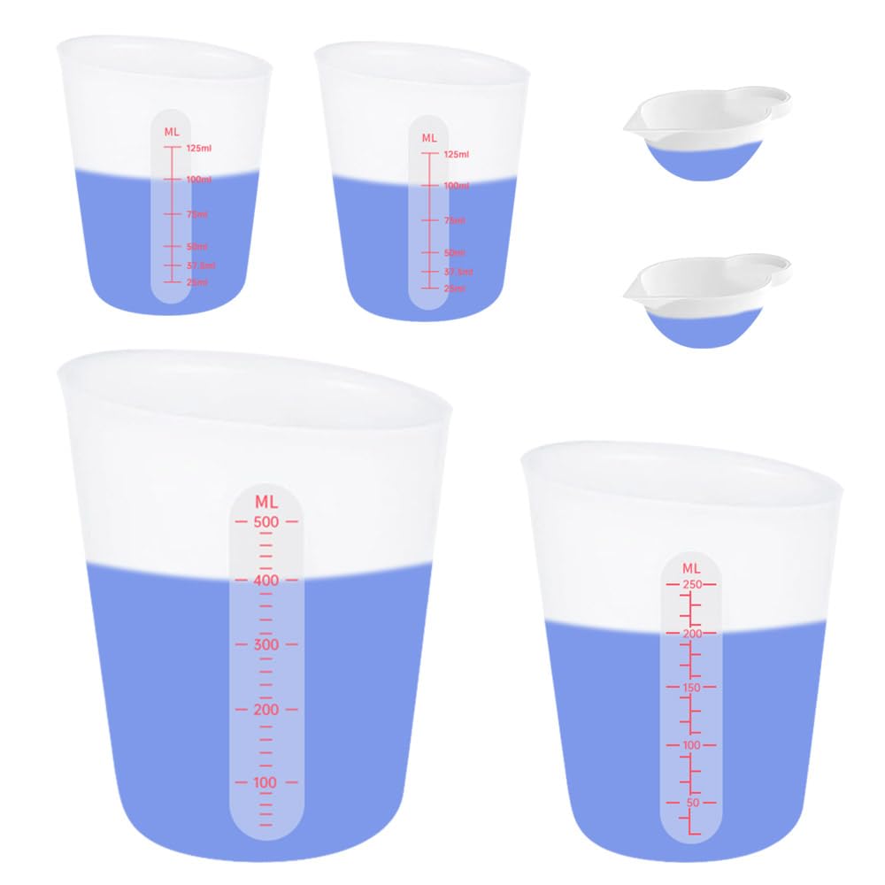 Silicone Measuring Cups for Resin Supplies,Resin Kit for 250ml &100ml Non-Stick Mixing Cups,Silicone Cups for Resin Molds,Epoxy Resin Cups,Cooking,Casting Molds,Jewelry Makin,DIY Crafts