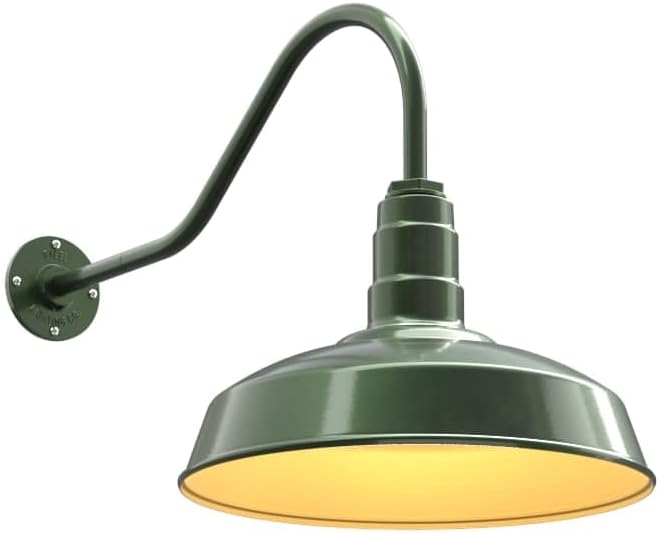 11" Straight Arm Barn Light Outdoor | Farmhouse | Modern Gray/Brass
