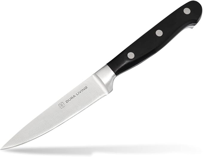 DURA LIVING 7-Inch Santoku Knife - Razor-Sharp High-Carbon Stainless Steel Blade, Forged Ergonomic Riveted Handle, Chef Knife for Chopping, Slicing & Dicing, Multipurpose Kitchen Knife, Home Chef