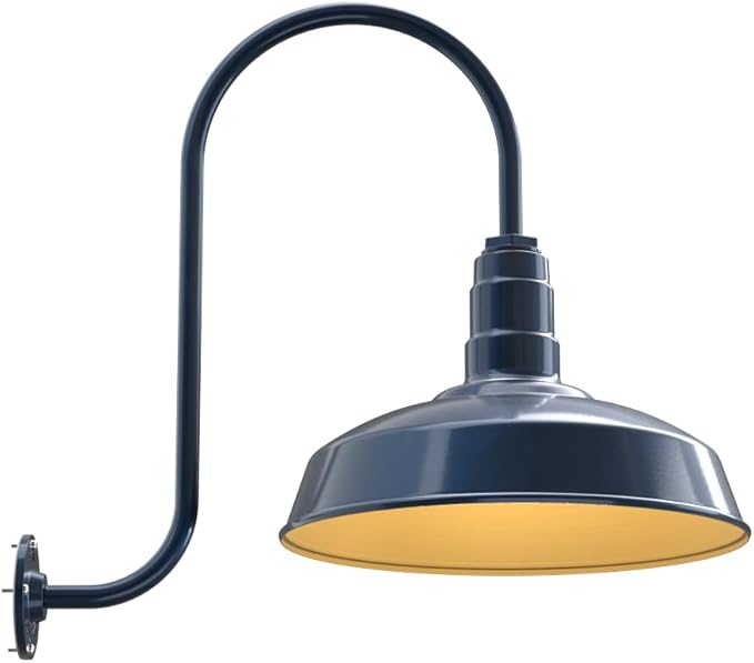11" Straight Arm Barn Light Outdoor | Farmhouse | Modern Gray/Brass