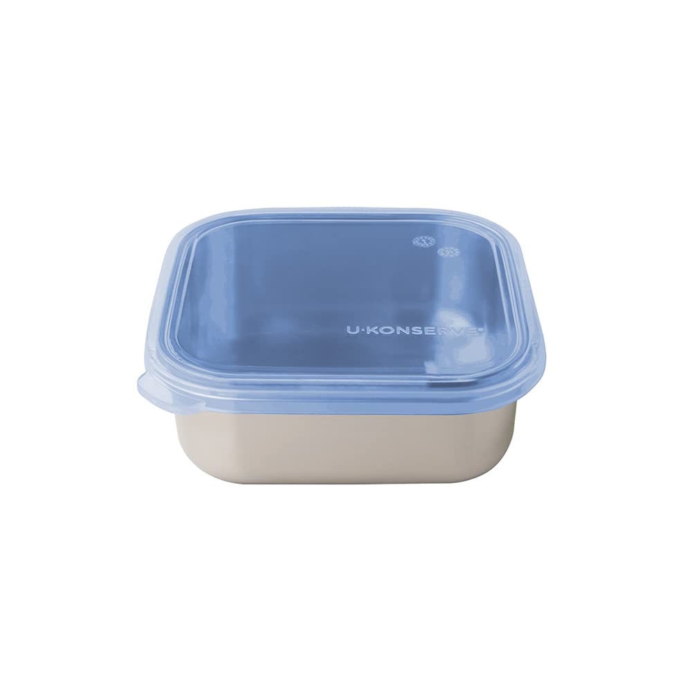 U-Konserve 30 oz Stainless Steel Bento Box Food Container Blue Silicone Lid