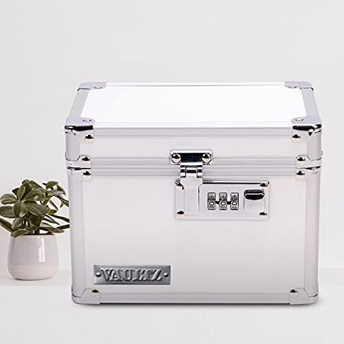 Medicine Lock Box w/Combination Lock - 5 x 7 x 5" Cabinet Safe, White