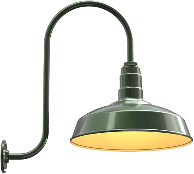 11" Straight Arm Barn Light Outdoor | Farmhouse | Modern Gray/Brass