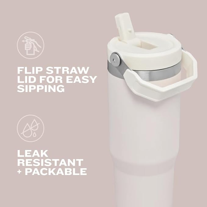 STANLEY IceFlow 2.0 Flip Straw Tumbler with Handle 30 oz | Twist On Lid and Flip Up Straw | Leakproof Water Bottle | Insulated Stainless Steel | BPA-Free | Dried Pine