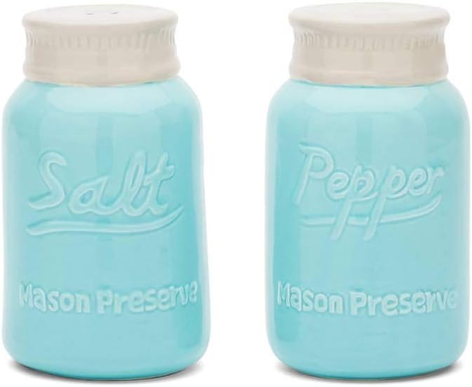 Fox Run Ceramic Mason Jar Holder with Sponge, 3.5 x 3.5 x 5 inches, Blue