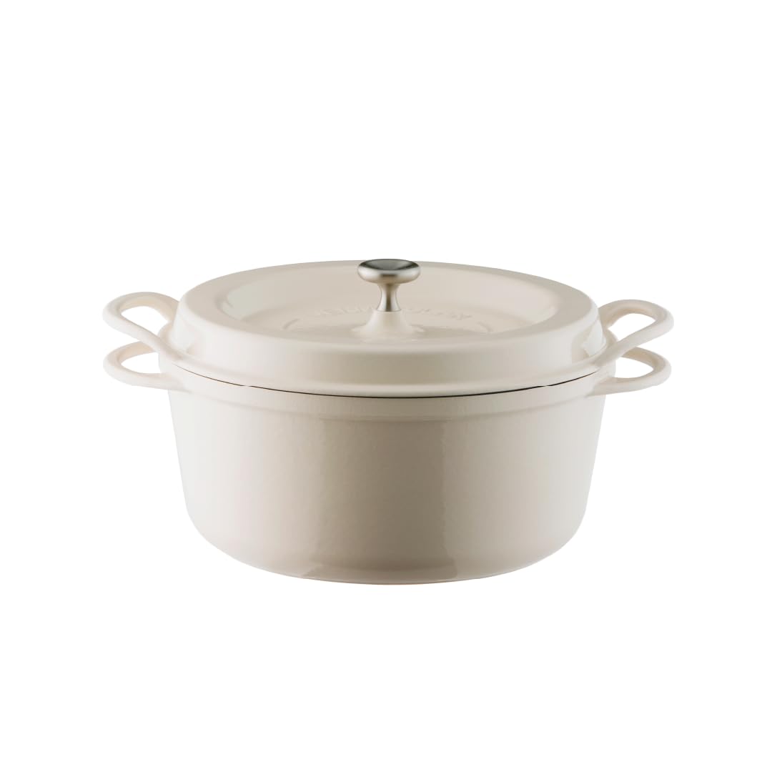 Vermicular Oven Pot 22cm (3.7qt), Enameled Cast Iron Pot - Natural Beige
