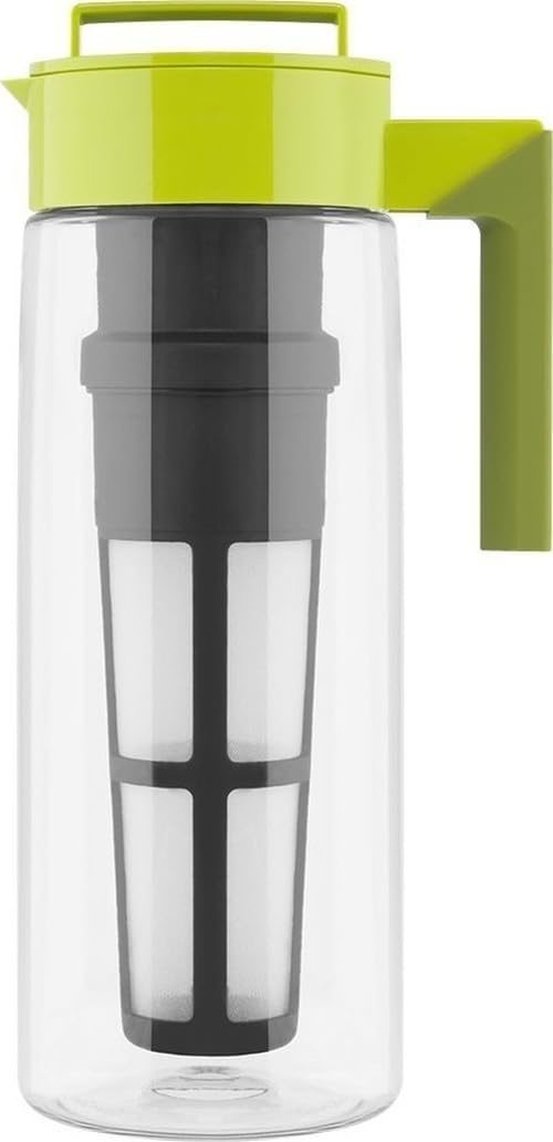 Takeya Flash Chill Iced Tea Maker - Versatile Tea Brewer for Loose/Bagged Tea - Patented Flash Chill Tech Hot/Cold Use BPA-Free Tritan Dishwasher Safe - Airtight Lid Made in USA - 1 Quart/Avocado