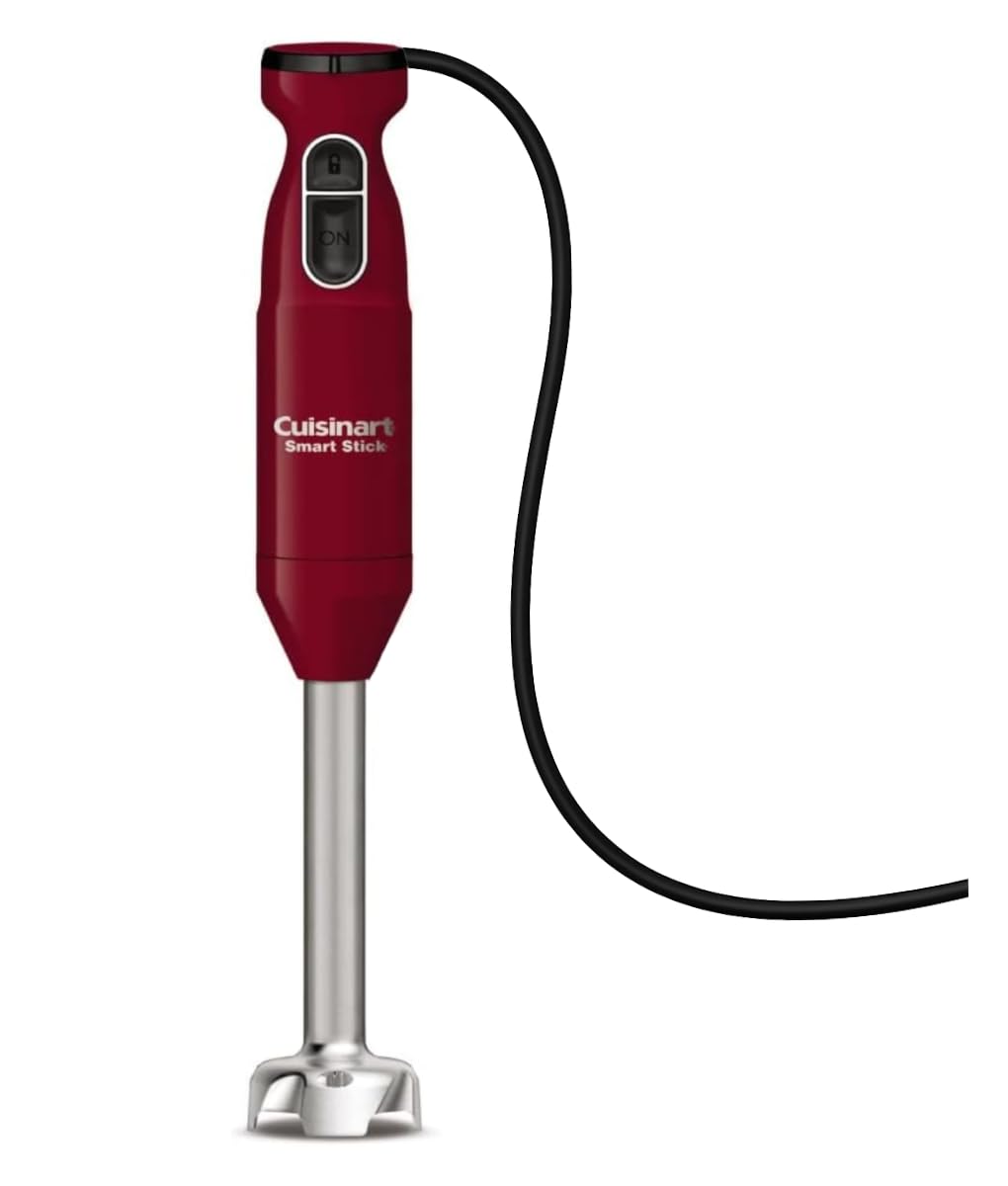 Cuisinart Smart Stick Two-Speed Corded Hand Blender, Powerful Immersion Blender with 300-Watt Motor Blends Shakes, Smoothies, Puree, Baby Food, Soups & Sauces, CSB-175RP1, Red