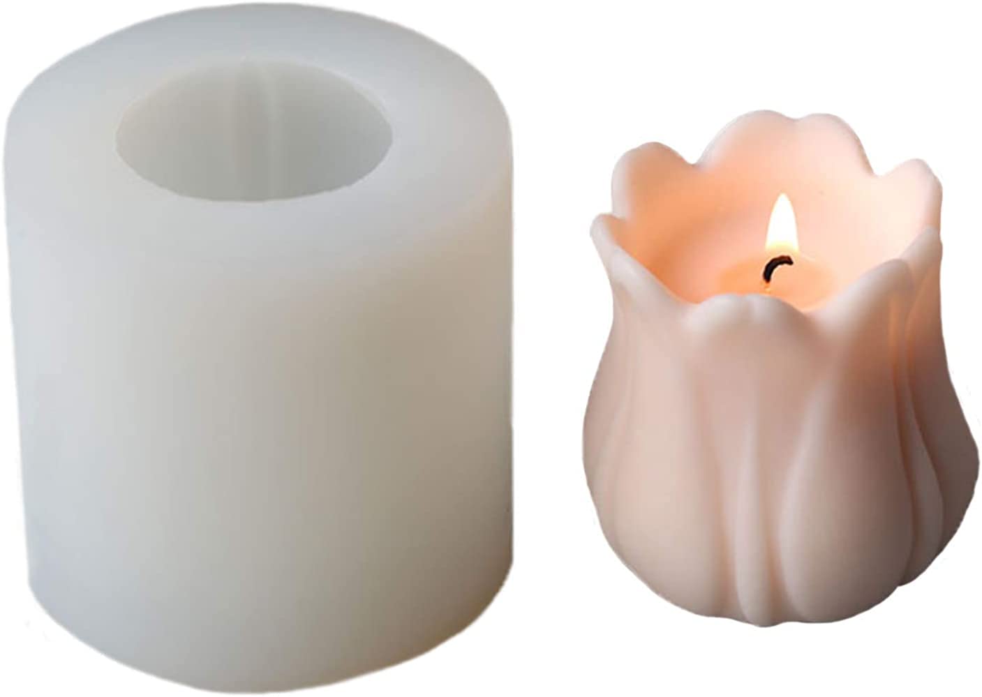 Lines Cylinder Candle Mold 3D Knitting Wool Pillar Silicone Candle Mould Fondant Chocolate Cake Tool for Handmade Soap, Polymer Clay
